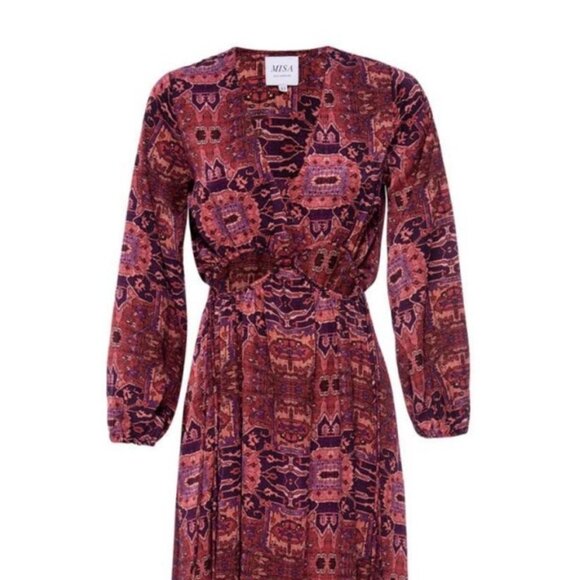 NWT MISA Los Angeles Kasia Maxi Dress Septima Tapestry Satin Cut-Outs M - Picture 9 of 13